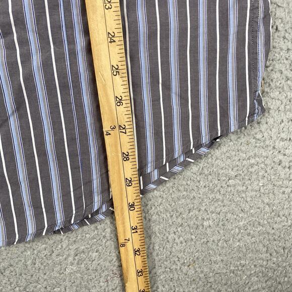 7 Diamond Button UP Shirt Men's XL Gray Blue Striped - Picture 6 of 9